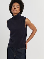 Chinti & Parker Blue Wool-Cashmere High-Neck Tank - Image 2 of 4