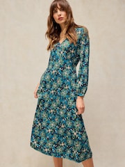 White Stuff Green Floral Megan Midi Dress - Image 1 of 6
