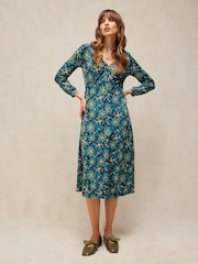 White Stuff Green Floral Megan Midi Dress - Image 3 of 6