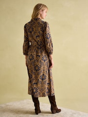 Joules Hazel Brown Floral Jersey Shirt Midi Dress - Image 2 of 7