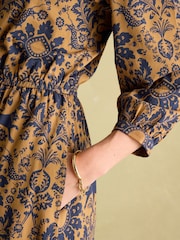 Joules Hazel Brown Floral Jersey Shirt Midi Dress - Image 6 of 7