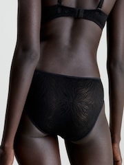 Calvin Klein Black Sheer Marquisette Lace Bikini Knickers - Image 2 of 5