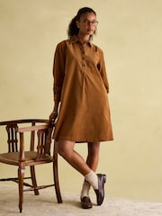 Joules Maple Brown Corduroy Shirt Dress - Image 1 of 6