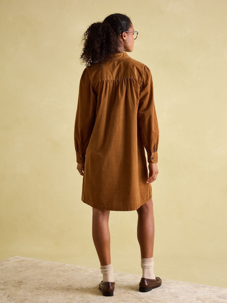 Joules Maple Brown Corduroy Shirt Dress - Image 2 of 6