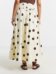 Simply Be White Spot Print Shirred Waist Skirt - Image 2 of 4