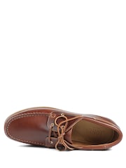 Jones Bootmaker Leather Brown Wide Fit Parsons Leather Boat Shoes - Image 4 of 5