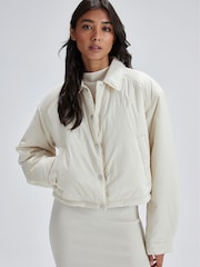 Calvin Klein Jeans Cream Cropped Jacket - Image 1 of 6