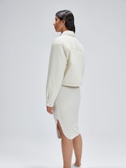 Calvin Klein Jeans Cream Cropped Jacket - Image 2 of 6
