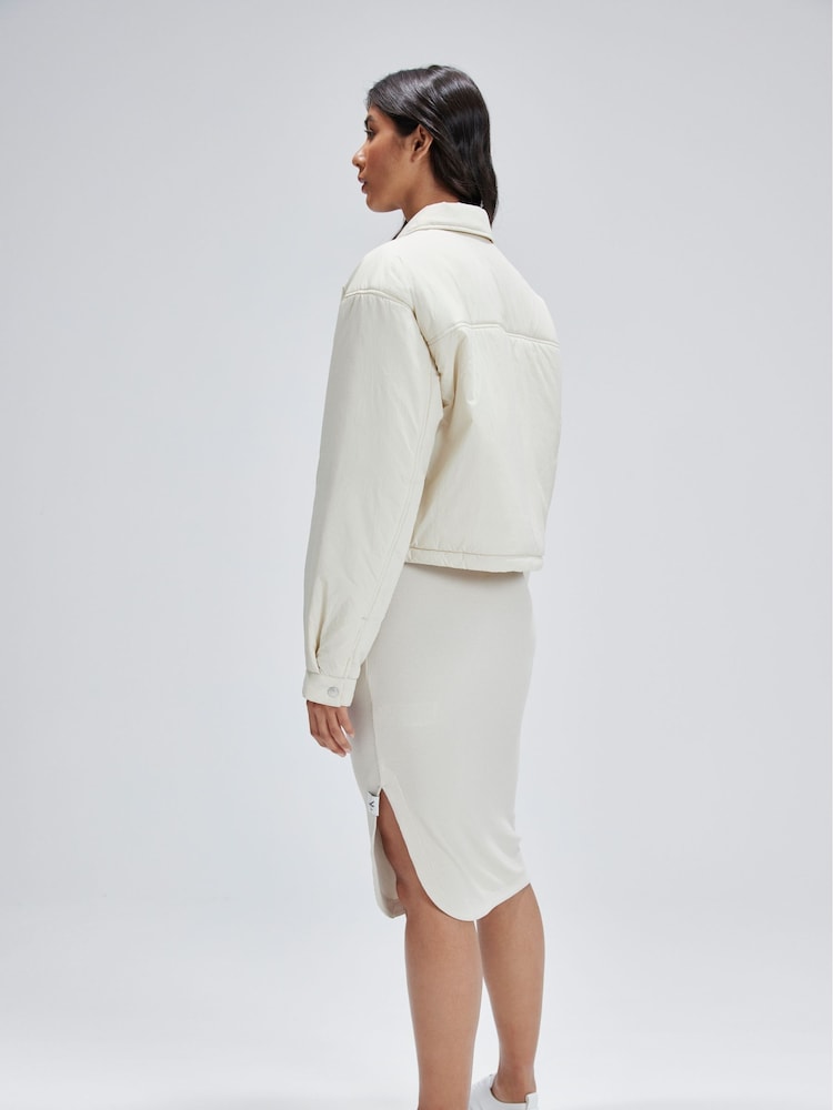 Calvin Klein Jeans Cream Cropped Jacket - Image 2 of 6