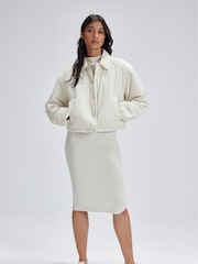 Calvin Klein Jeans Cream Cropped Jacket - Image 3 of 6