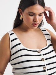 Simply Be White Knitted Button Through Scoop Neck Vest - Image 4 of 4