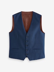 Blue Textured Wool Suit: Waistcoat - Image 6 of 9