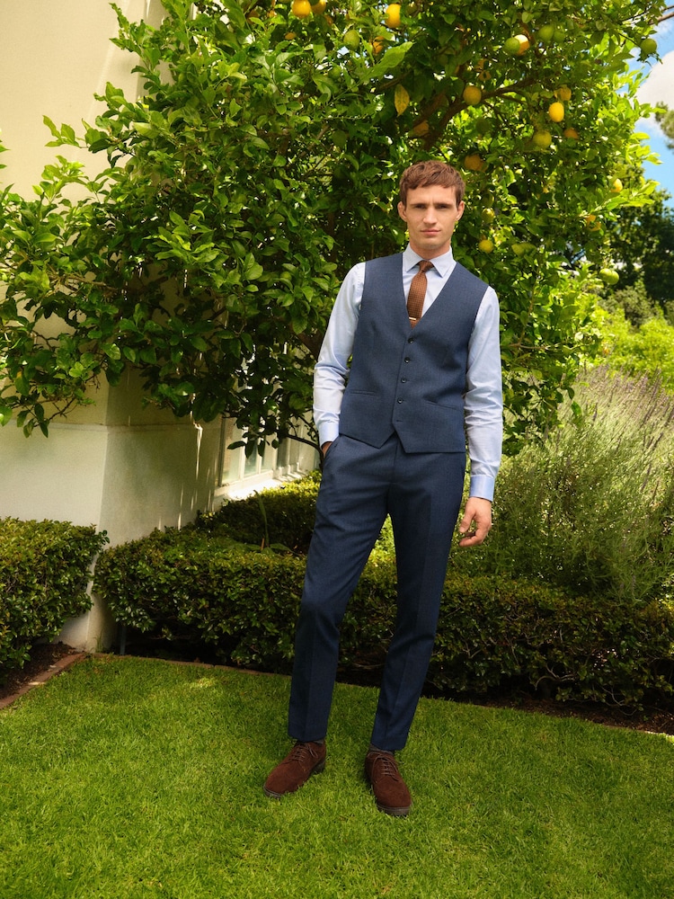 Синий - Textured Wool Suit: Waistcoat - Изображение 2 из 9 Синий - Textured Wool Suit: Waistcoat - Изображение 2 из 9