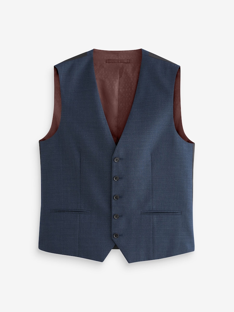 Bleu - Costume en laine texturée : gilet - Image 6 of 9