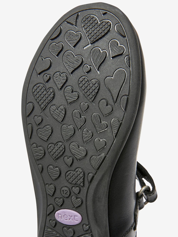 Black Standard Fit (F) School Leather Mary Jane Brogues - Image 6 of 6