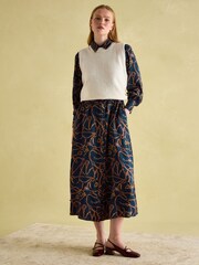 Joules Penelope Navy Bridle Print Satin Shirt Dress - Image 4 of 8