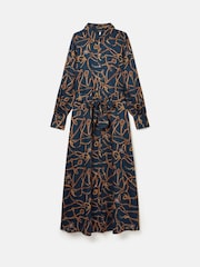 Joules Penelope Navy Bridle Print Satin Shirt Dress - Image 8 of 8