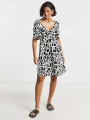 Simply Be Black Supersoft Knot Front Skater Dress - Image 1 of 3
