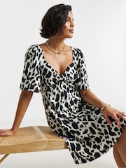 Simply Be Black Supersoft Knot Front Skater Dress - Image 2 of 3
