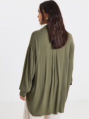 Simply Be Green Oversized Crinkle Shirt - Image 2 of 4