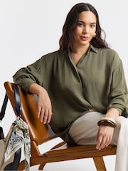 Simply Be Green Oversized Crinkle Shirt - Image 3 of 4