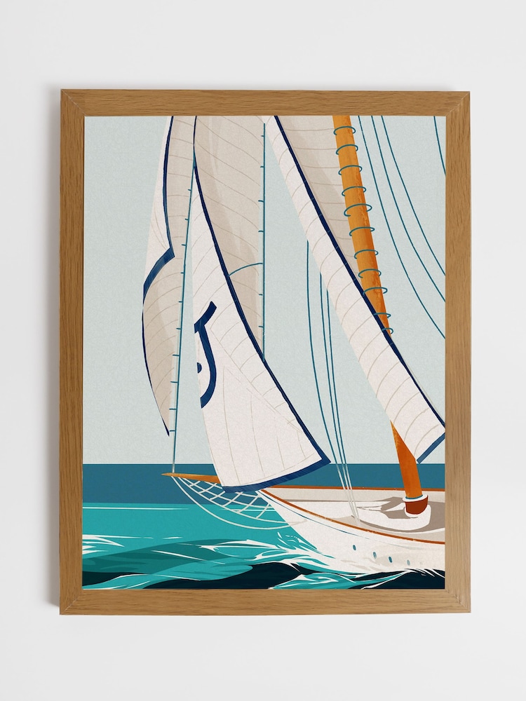 Joules Blue Driftwood Daydream Wood Framed Print Wall 43 x 53cm Art - Image 2 of 4
