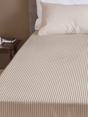 Copenhagen Home Beige Thin Stripe Fitted Sheet - Image 1 of 2