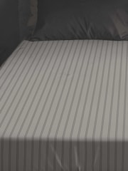 Copenhagen Home Grey Dashed Stripe Fitted Sheet - Image 2 of 2
