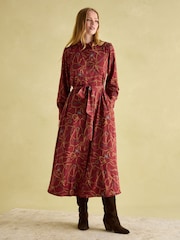 Joules Penelope Red Bridle Print Satin Shirt Dress - Image 1 of 7