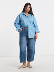 Simply Be Blue Striped Oversized Shirt - Image 1 of 4