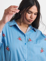 Simply Be Blue Striped Oversized Shirt - Image 4 of 4