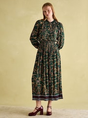 Joules Rosa Green Printed Maxi Shirt Dress - Image 1 of 8
