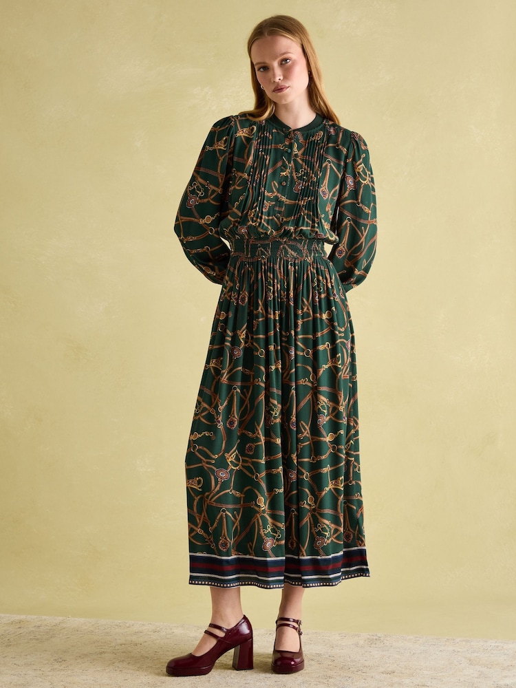 Joules Rosa Green Printed Maxi Shirt Dress - Image 1 of 8