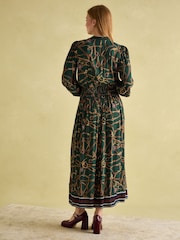 Joules Rosa Green Printed Maxi Shirt Dress - Image 2 of 8