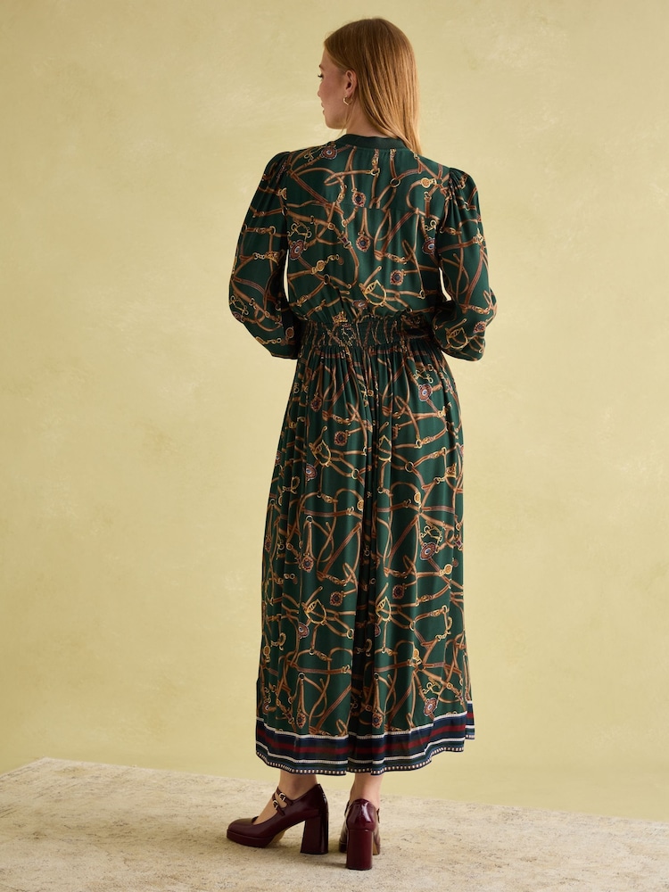 Joules Rosa Green Printed Maxi Shirt Dress - Image 2 of 8