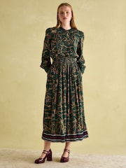 Joules Rosa Green Printed Maxi Shirt Dress - Image 7 of 8