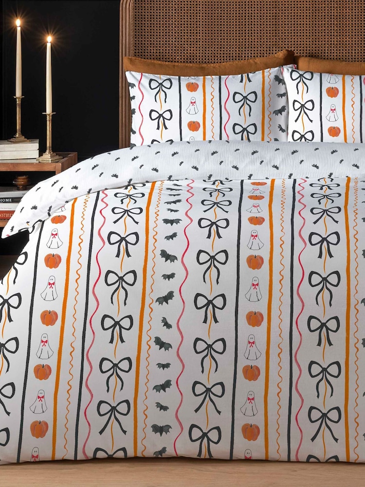 Copenhagen Home Multi Halloween Stripe Duvet Cover and Pillowcase Set - Image 1 of 2 Copenhagen Home Multi Halloween Stripe Duvet Cover and Pillowcase Set - Image 1 of 2