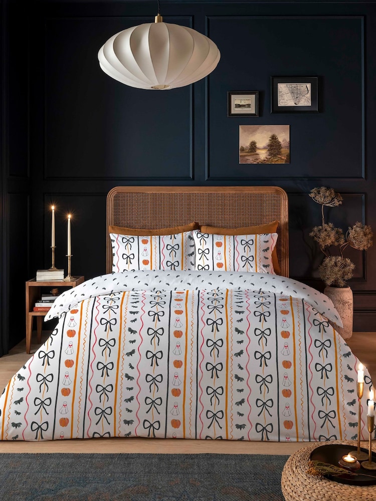 Copenhagen Home Multi Halloween Stripe Duvet Cover and Pillowcase Set - Image 2 of 2 Copenhagen Home Multi Halloween Stripe Duvet Cover and Pillowcase Set - Image 2 of 2