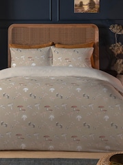 Copenhagen Home Beige Foraging Mushrooms Duvet Cover and Pillowcase Set - Image 1 of 3