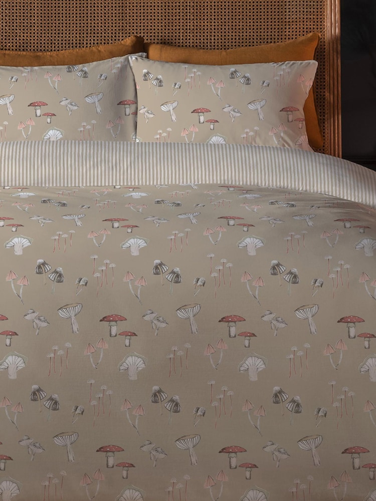 Copenhagen Home Beige Foraging Mushrooms Duvet Cover and Pillowcase Set - Image 2 of 3 Copenhagen Home Beige Foraging Mushrooms Duvet Cover and Pillowcase Set - Image 2 of 3