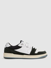 Reiss Forest Green Astor Leather Colourblock Lace-Up Trainers - Image 1 of 6