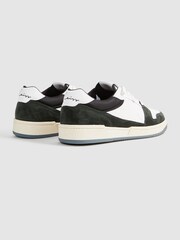 Reiss Forest Green Astor Leather Colourblock Lace-Up Trainers - Image 4 of 6