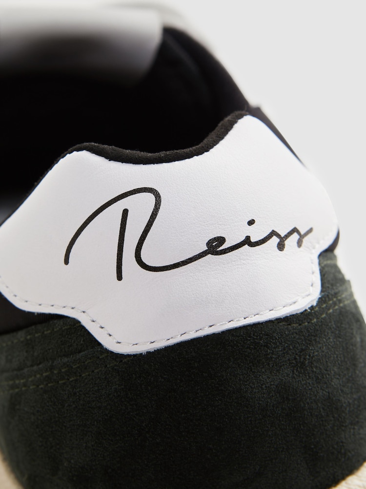 Reiss Forest Green Astor Leather Colourblock Lace-Up Trainers - Image 6 of 6