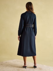 Joules Thea Navy Ponte Long Sleeve Dress - Image 4 of 6