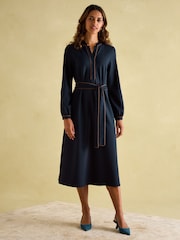 Joules Thea Navy Ponte Long Sleeve Dress - Image 5 of 6