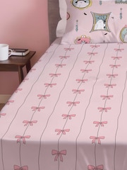Copenhagen Home Blush Pink Cute Bows Fitted Sheet - Image 1 of 2