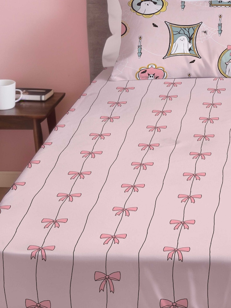 Copenhagen Home Blush Pink Cute Bows Fitted Sheet - Image 1 of 2 Copenhagen Home Blush Pink Cute Bows Fitted Sheet - Image 1 of 2