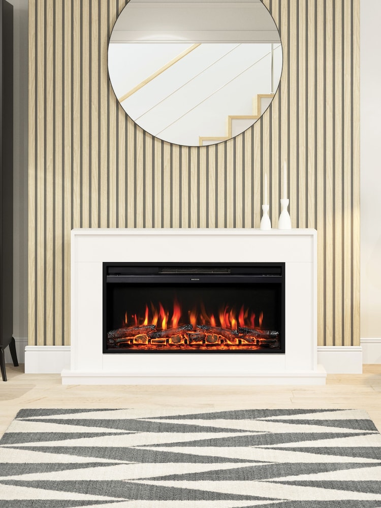 Be Modern Ash White Salehurst Grande Large Electric Fireplace - Image 1 of 5