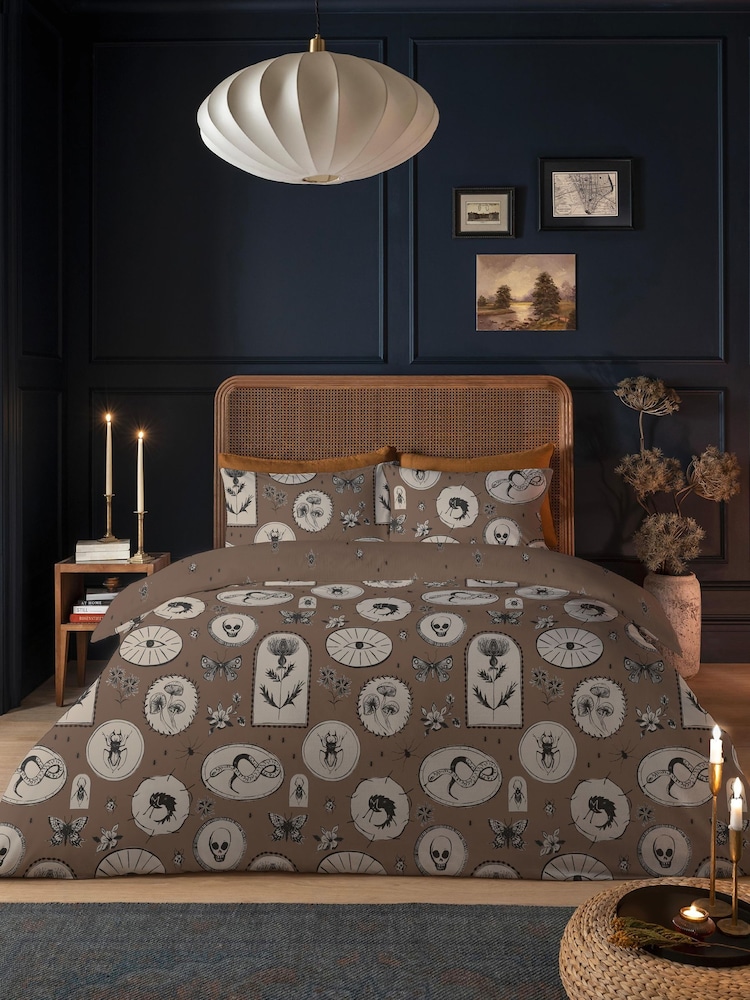 Copenhagen Home Mocha Halloween Pendle Duvet Cover and Pillowcase Set - Image 2 of 3 Copenhagen Home Mocha Halloween Pendle Duvet Cover and Pillowcase Set - Image 2 of 3