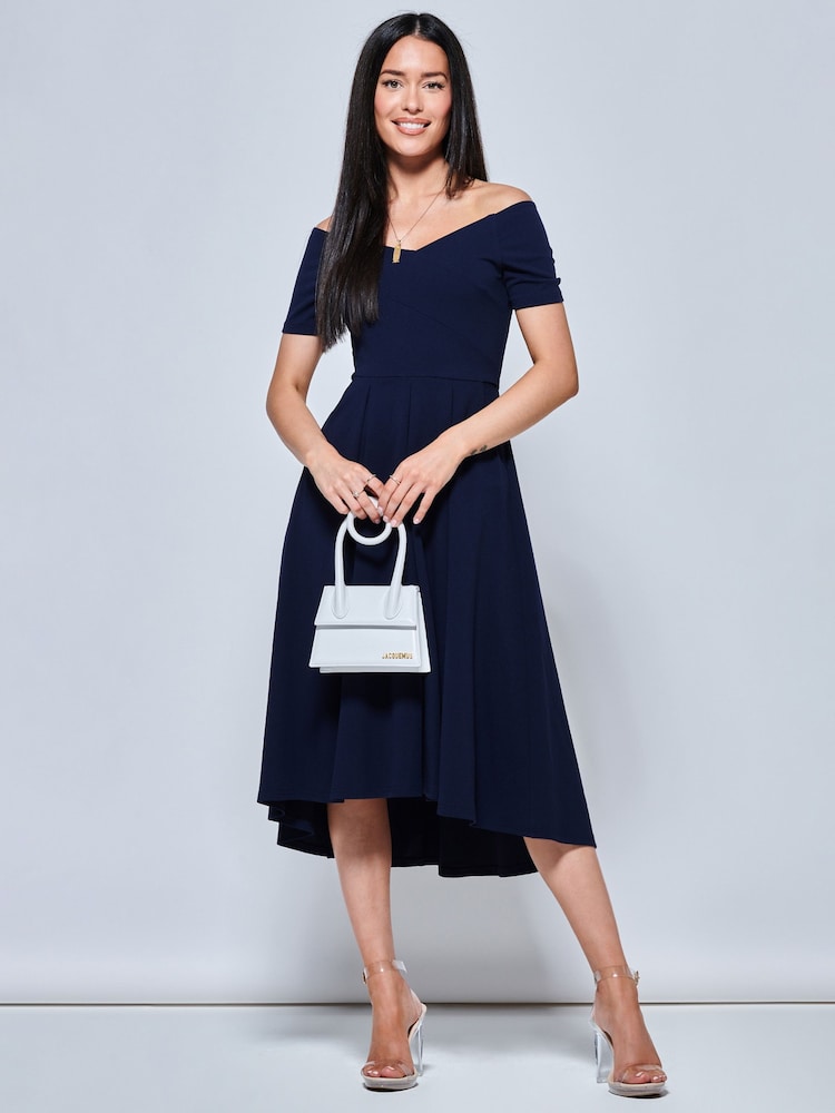 Jolie Moi Navy Blue Lenora Fit & Flare Midi Dress - Image 1 of 5